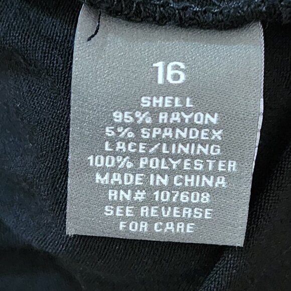 Roz & Ali Black Stretch Knit Jewel Necklace V-Neck Dress - Picture 9 of 9